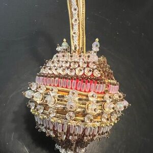 Beaded Ornament with Gold and Red Accents